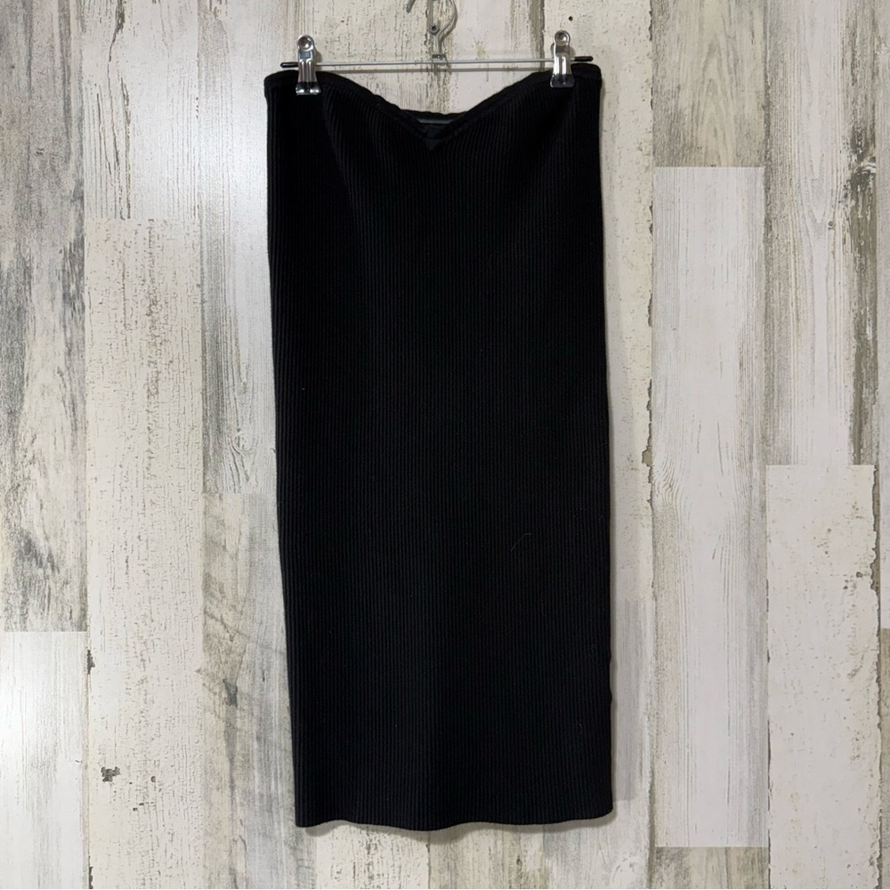 Guess Slimming Black Ribbed Mini Dress Strapless - Picture 3 of 10